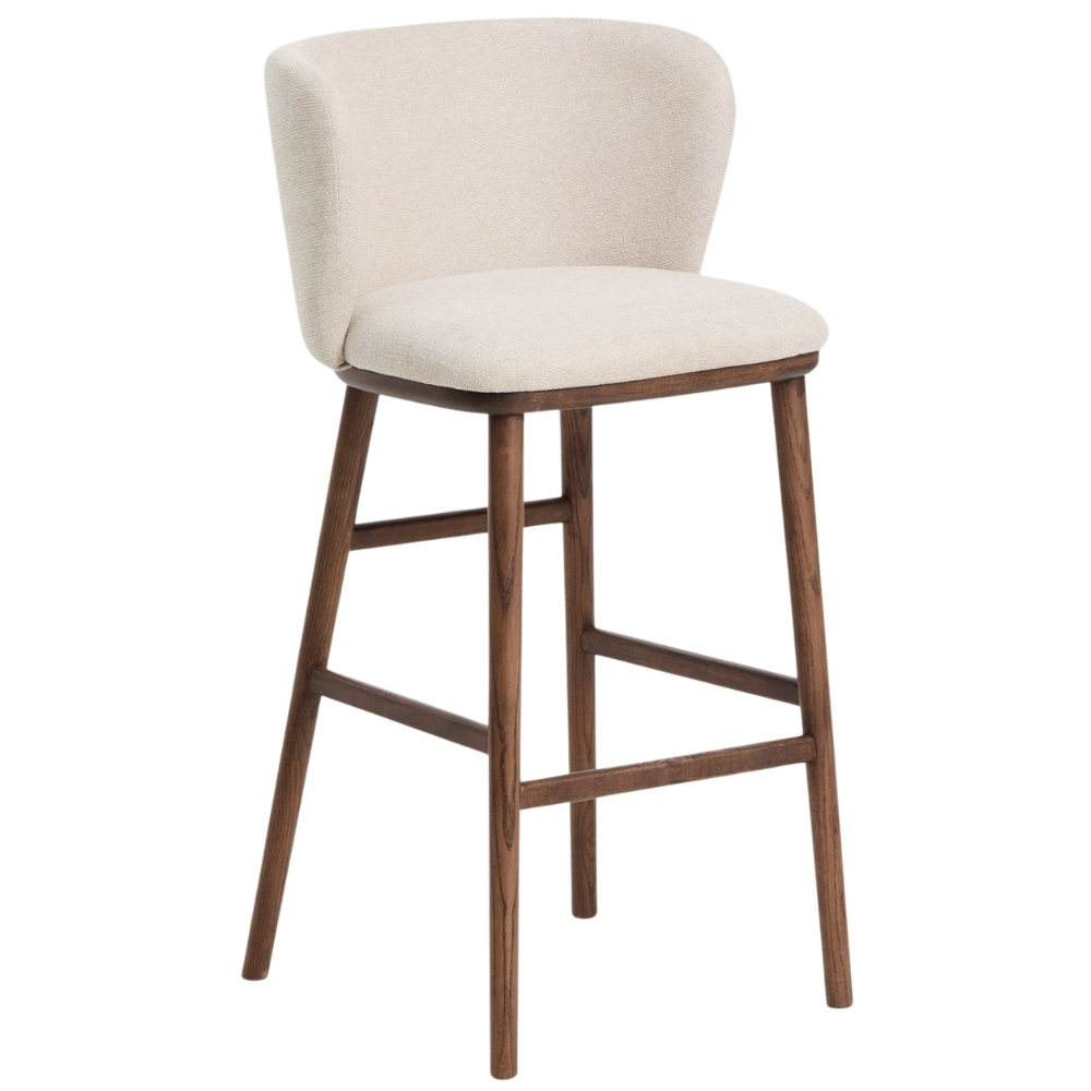 Kave Home Béžová barová židle Ciselia 75 cm s ořechovou podnoží