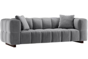 Micadoni Šedá sametová rozkládací pohovka Puma 260 cm