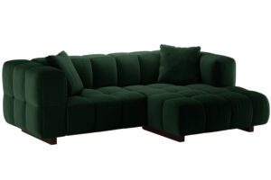 Micadoni Lahvově zelená sametová rozkládací pohovka Puma 260 cm