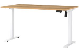 Germania Bílý výškově nastavitelný pracovní stůl Profi 2.0 140 x 80 cm s dubovým dekorem