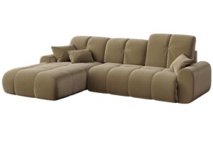 Devichy Hnědá sametová rohová pohovka Tous 290 cm