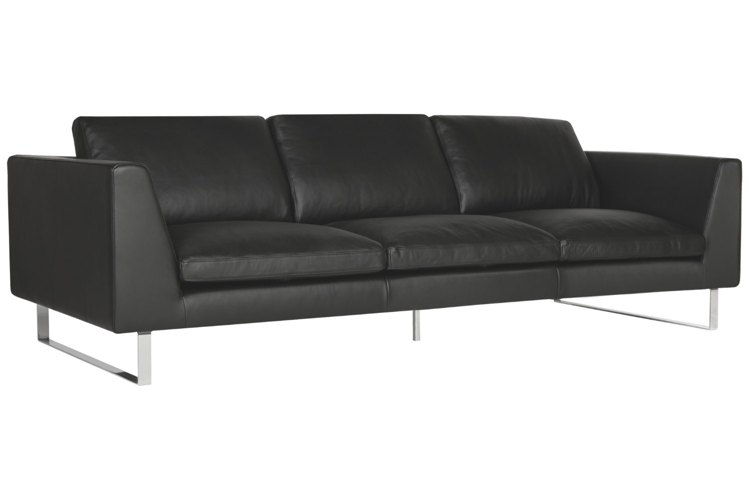 Sits Černá kožená trojmístná pohovka Tokyo 250 cm