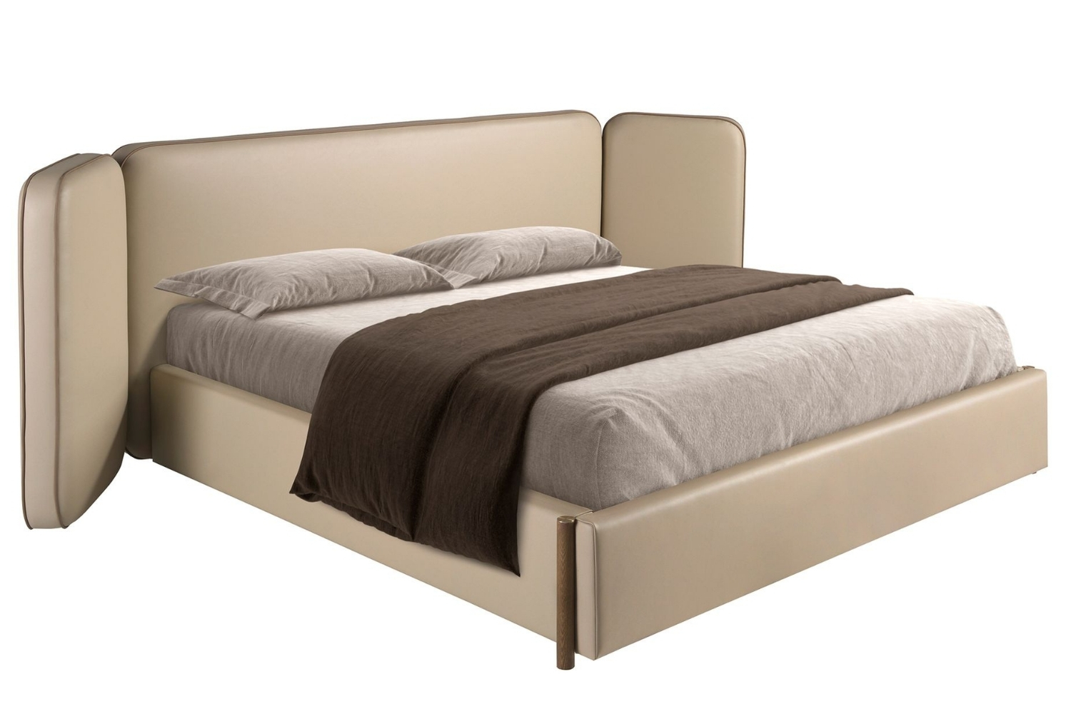 Angel Cerdá Béžová koženková dvoulůžková postel No. 7218