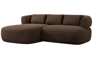 Windsor & Co Hnědá sametová rohová pohovka Aldrin 200 cm