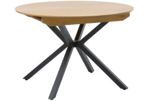 Unique Furniture Černý rozkládací jídelní stůl Cesura 120/170 x 120 cm s dubovým dekorem