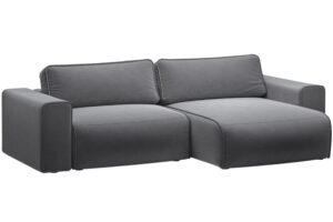 Micadoni Šedá sametová rozkládací pohovka Victor 246 cm