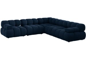 Micadoni Královsky modrá sametová rohová pohovka Bellis 282 cm