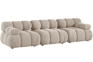 Micadoni Béžová sametová trojmístná pohovka Bellis 282 cm