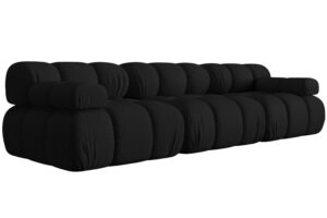 Micadoni Černá trojmístná pohovka Bellis 282 cm