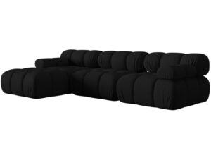Micadoni Černá rohová pohovka Bellis 282 cm