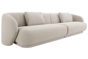 Cosmopolitan Design Krémově bílá sametová čtyřmístná pohovka Camden 304 cm