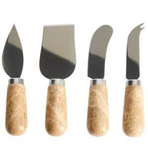 Kave Home Sada čtyř nožů na sýr Adoma s mramorovou rukojetí