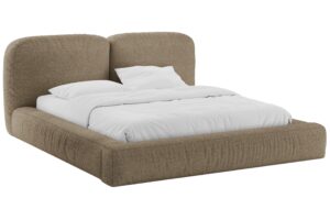 Micadoni Hnědá bouclé dvoulůžková postel Martina 180 x 200 cm s úložným prostorem