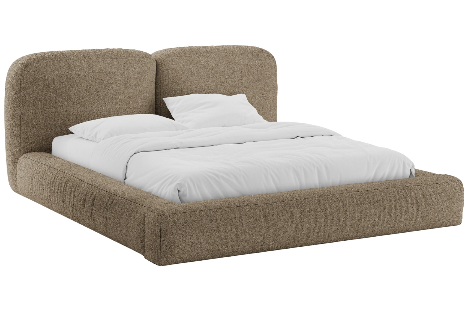 Micadoni Hnědá bouclé dvoulůžková postel Martina 180 x 200 cm s úložným prostorem