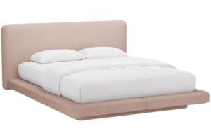 Micadoni Růžová bouclé dvoulůžková postel Linea 160 x 200 cm