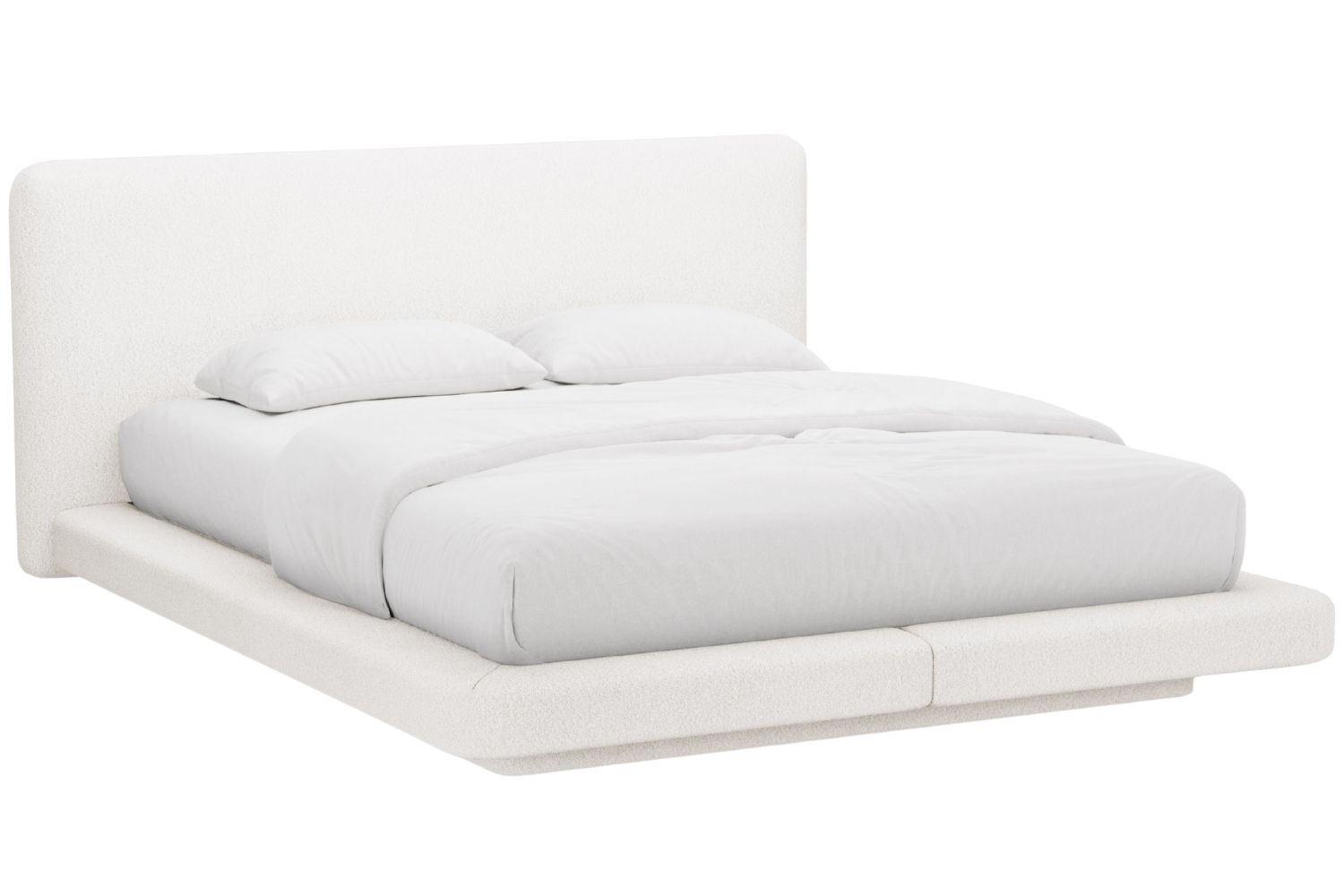 Micadoni Bílá bouclé dvoulůžková postel Linea 180 x 200 cm