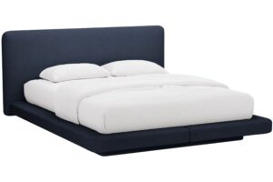 Micadoni Tmavě modrá bouclé dvoulůžková postel Linea 180 x 200 cm