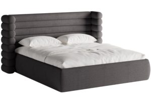 Micadoni Tmavě šedá bouclé dvoulůžková postel Mount 180 x 200 cm