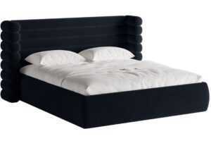 Micadoni Královsky modrá sametová dvoulůžková postel Mount 160 x 200 cm