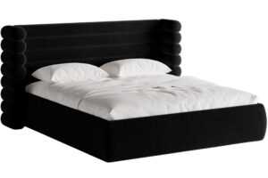 Černá sametová dvoulůžková postel MICADONI Mount 180 x 200 cm