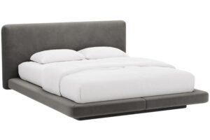 Micadoni Tmavě šedá sametová dvoulůžková postel Linea 160 x 200 cm