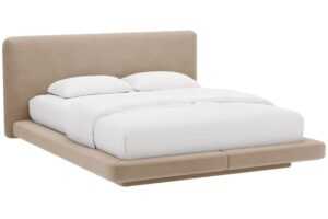 Micadoni Tmavě béžová sametová dvoulůžková postel Linea 180 x 200 cm