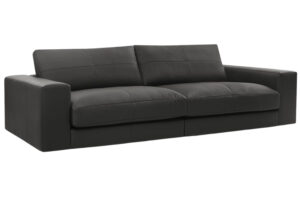 Bobochic Paris Černá kožená trojmístná pohovka Leonard 274 cm