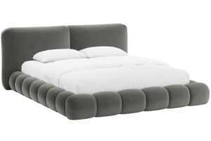 Micadoni Tmavě šedá sametová dvoulůžková postel Solange 160 x 200 cm