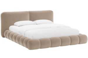 Micadoni Tmavě béžová sametová dvoulůžková postel Solange 160 x 200 cm