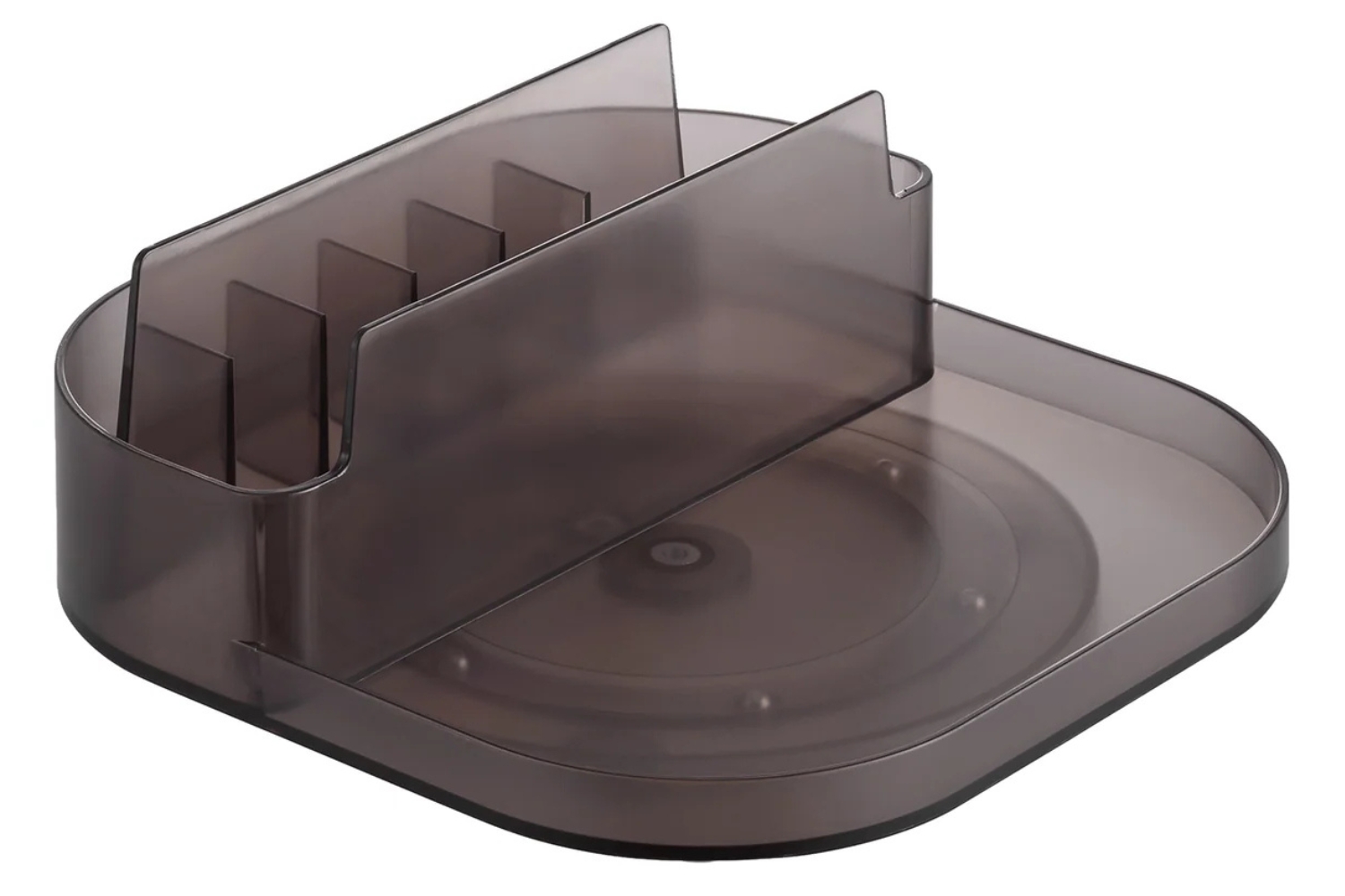 YAMAZAKI Kouřově šedý plastový otočný úložný organizér Tower 20 x 20 cm s přihrádkami