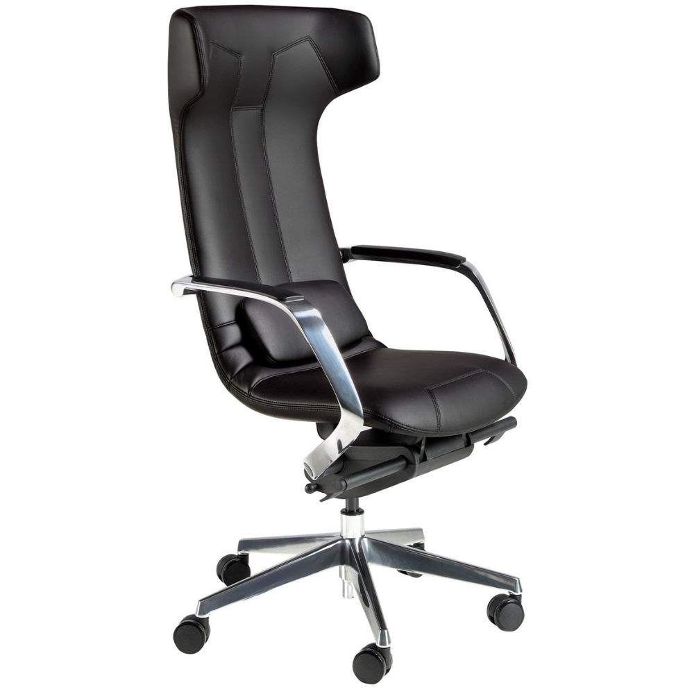 Angel Cerdá Černá koženková kancelářská židle No. 4215