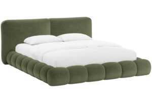 Micadoni Zelená žinylková dvoulůžková postel Solange 160 x 200 cm
