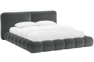 Micadoni Tmavě šedá žinylková dvoulůžková postel Solange 180 x 200 cm