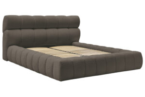 Bobochic Paris Hnědá bouclé dvoulůžková postel Mont-Blanc 180 x 200 cm s úložným prostorem