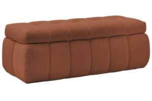 Bobochic Paris Terakotově oranžová bouclé lavice Mont-Blanc 144 cm s úložným prostorem