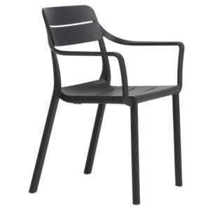 Nardi Tmavě šedá plastová zahradní židle Cassia s područkami