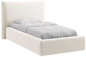 Micadoni Světle béžová sametová jednolůžková postel Kaelle 90 x 200 cm s úložným prostorem