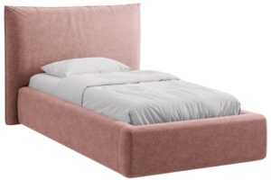 Micadoni Růžová žinylková jednolůžková postel Kaelle 90 x 200 cm s úložným prostorem