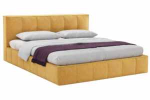 Woodsoft Žlutá čalouněná dvoulůžková postel Bergamo 180 x 200 cm