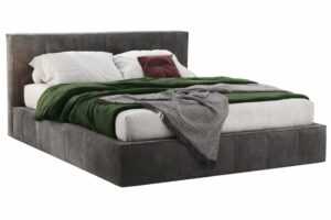 Woodsoft Tmavě šedá čalouněná dvoulůžková postel Bergamo 180 x 200 cm