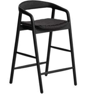 Kave Home Černá barová židle Derile 65 cm s výpletem