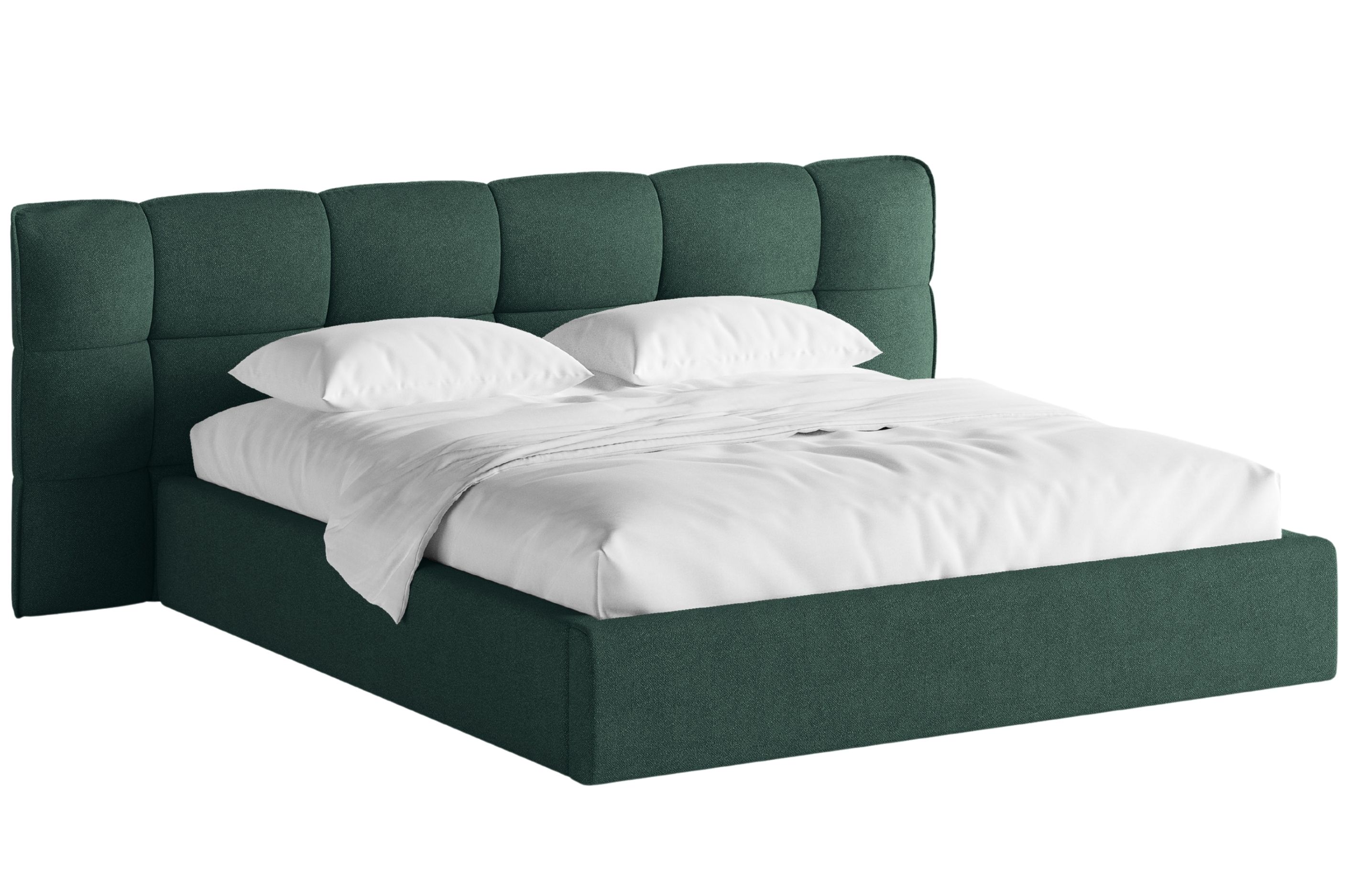 Micadoni Zelená bouclé dvoulůžková postel Eric 160 x 200 cm s úložným prostorem