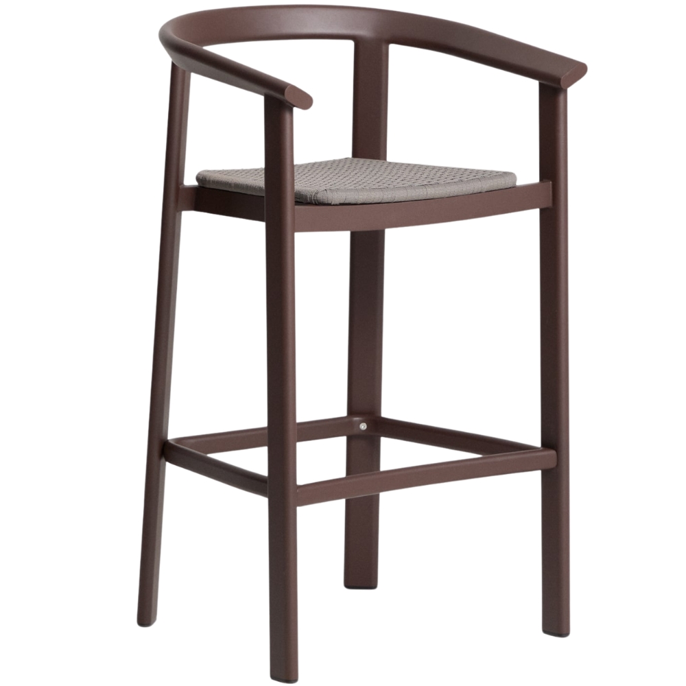 Kave Home Hnědá zahradní barová židle s výpletem Erice 75 cm