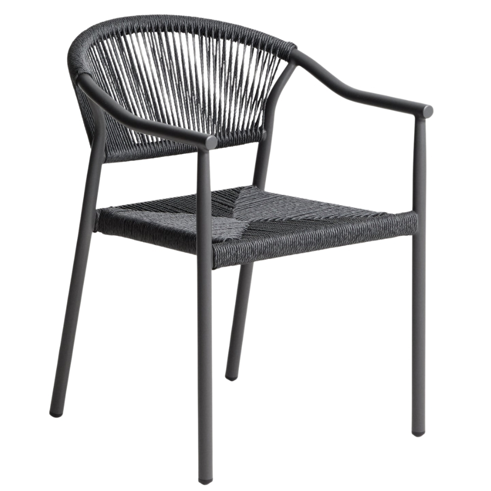 Kave Home Šedá hliníková zahradní židle Livadia s výpletem