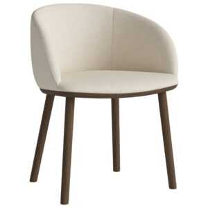 Bolia Krémově bílá bouclé jídelní židle Join s tmavou dubovou podnoží