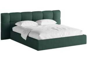 Zelená bouclé dvoulůžková postel MICADONI Eric 180 x 200 cm s úložným prostorem