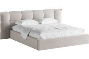 Micadoni Světle béžová sametová dvoulůžková postel Eric 160 x 200 cm s úložným prostorem
