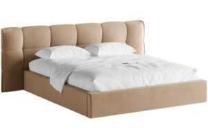 Micadoni Béžová sametová dvoulůžková postel Eric 160 x 200 cm s úložným prostorem