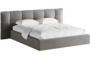 Micadoni Šedá sametová dvoulůžková postel Eric 160 x 200 cm s úložným prostorem