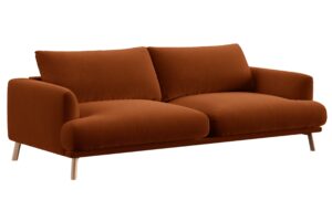 Micadoni Terakotově oranžová sametová trojmístná pohovka Naomi 200 cm